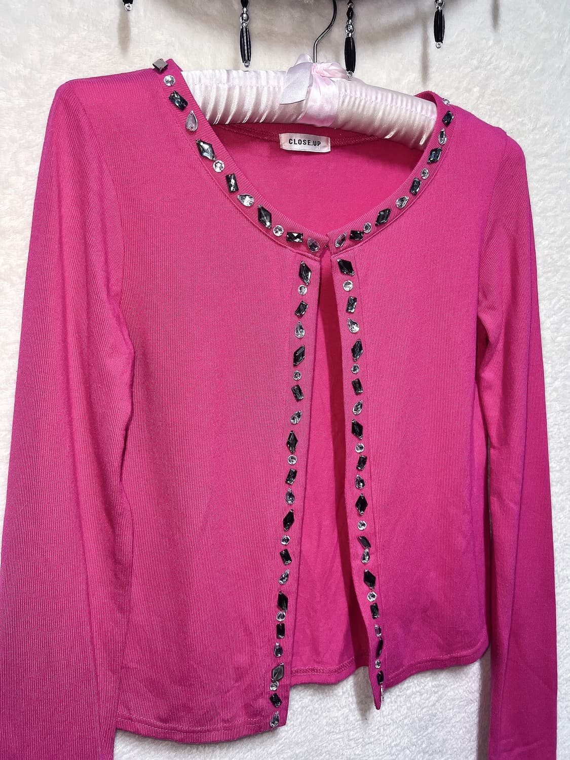 마젠타 핑크 히메갸루 오네 로맨틱 로걀 큐빅 가디건 볼레로 섹시 핀터 상품이미지10