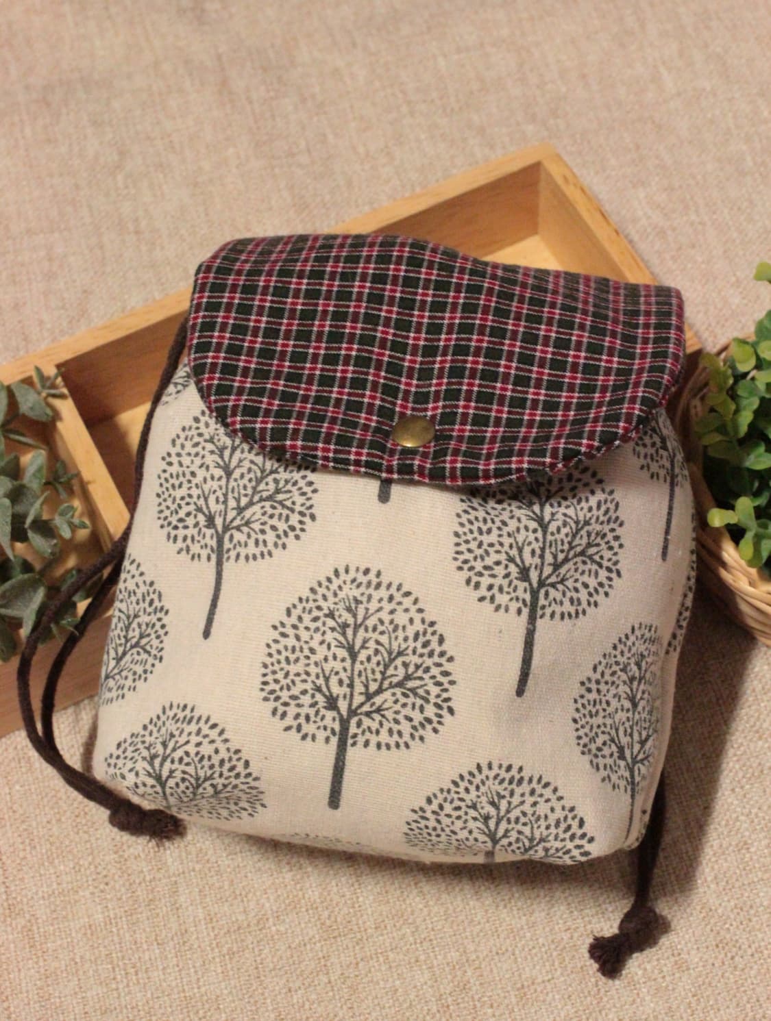 핸드메이드 나무무늬 스트링 파우치 상품이미지1