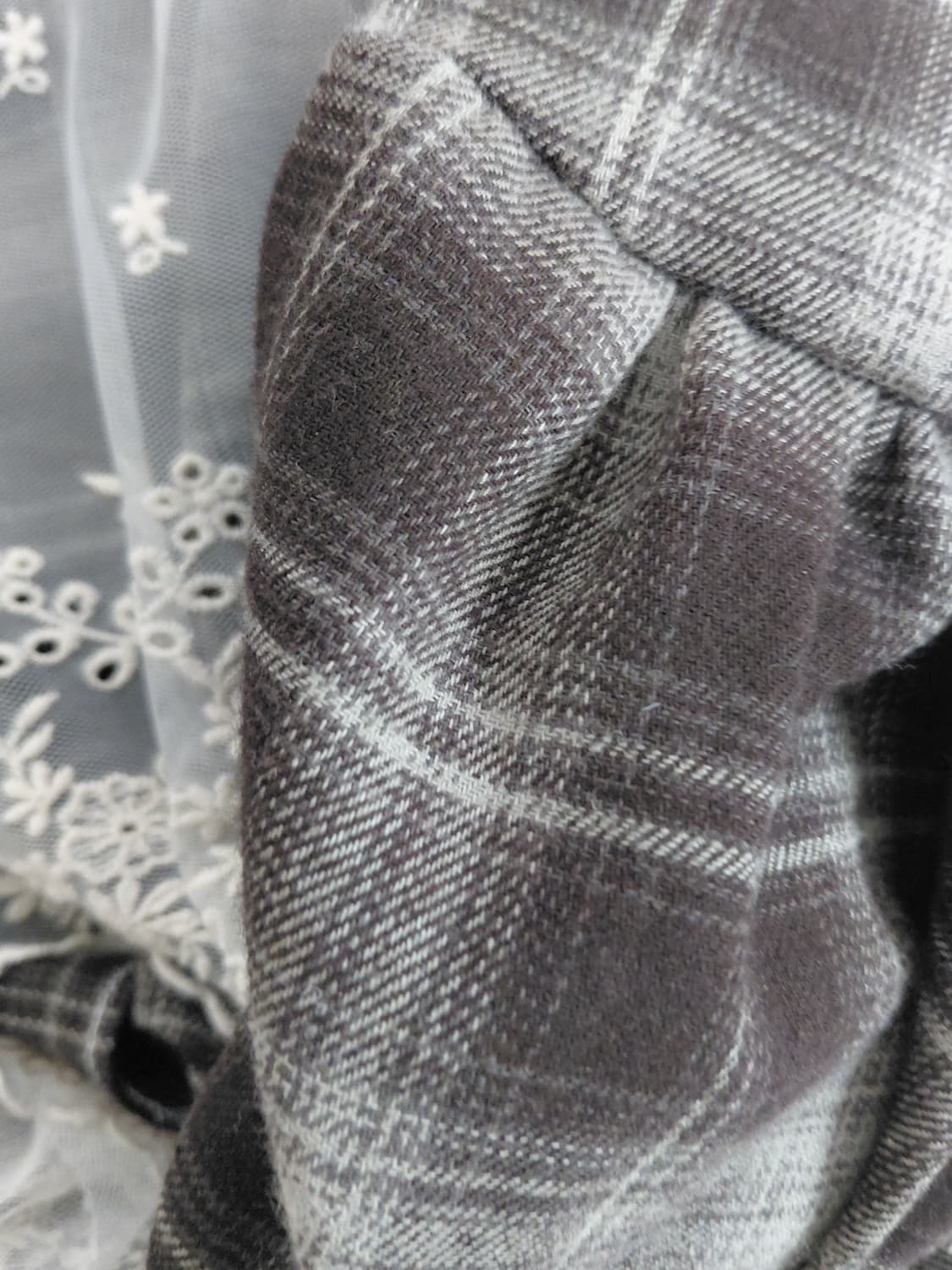 [핸드메이드] 체크 레이스 롱 스커트 상품이미지5