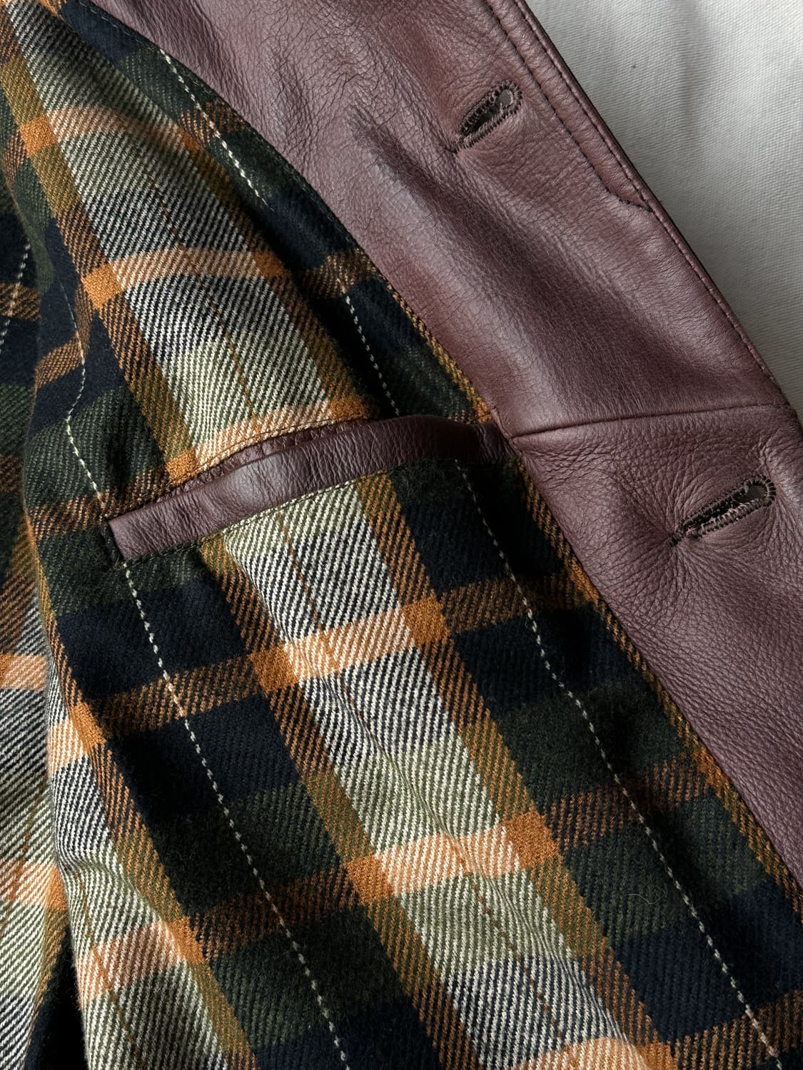 유럽 에스닉 자수 브라운 레더 자켓 L 상품이미지8