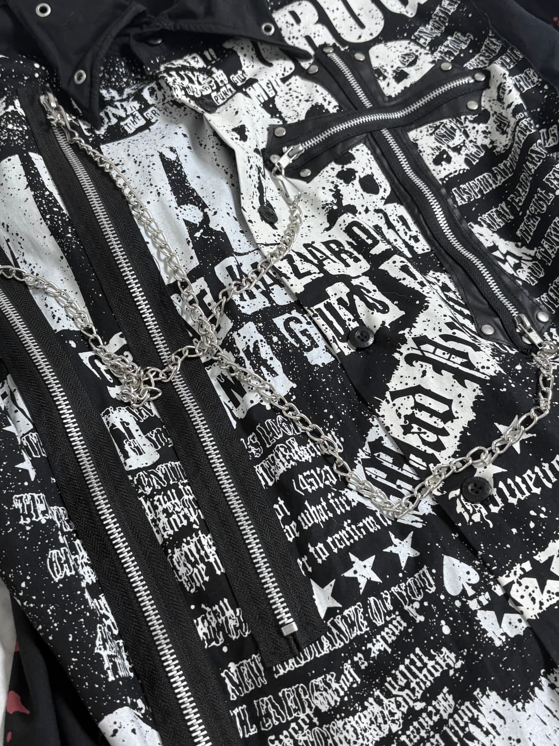 Madpunk 매드펑크 십자가 체인 프린팅 셔츠 상품이미지2