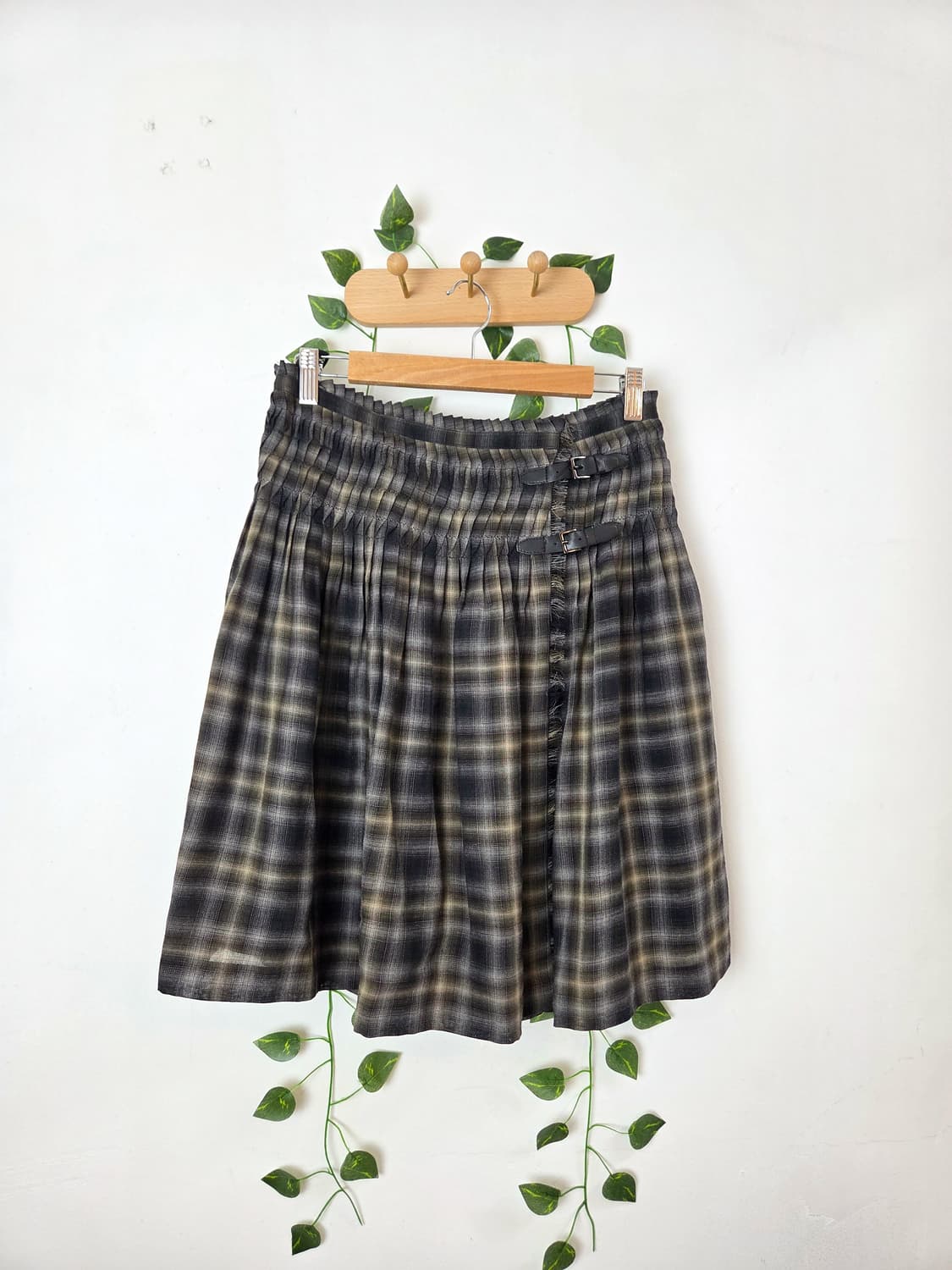 체크 미디 랩스커트 상품이미지1