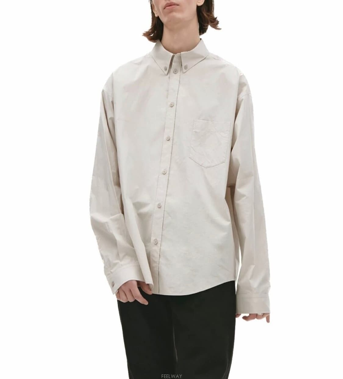 발렌시아가 유니섹스 베이지 오버핏 코튼셔츠  상품이미지2