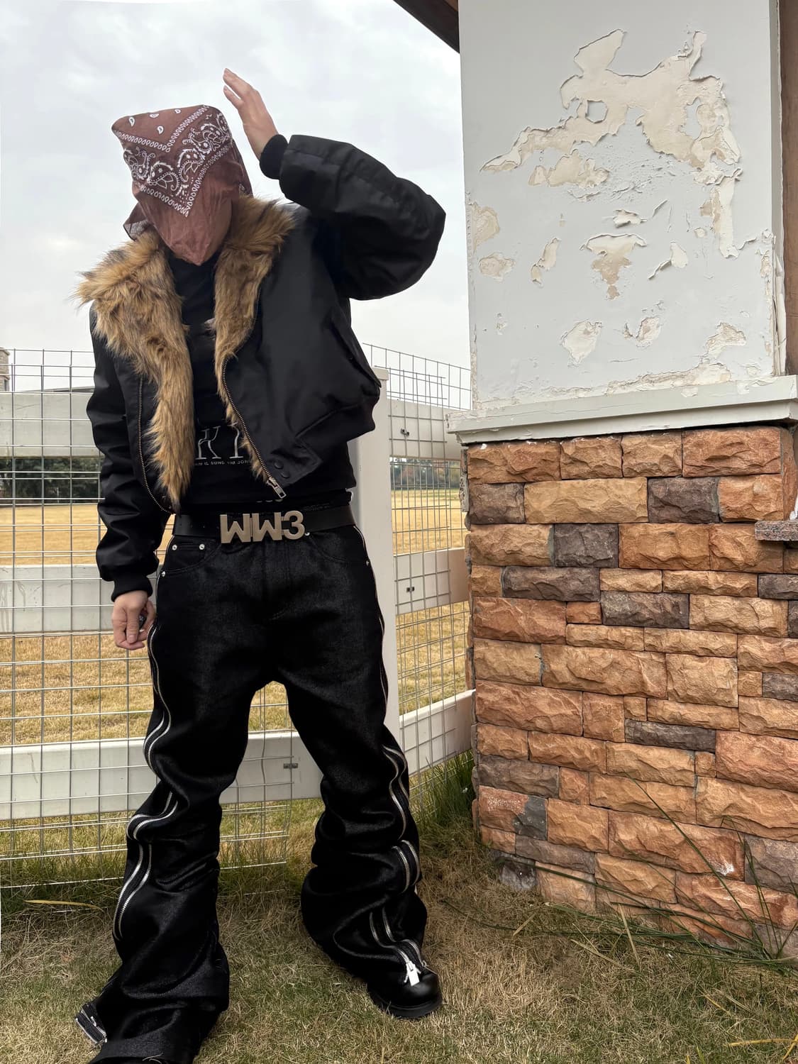 Fur-Lined Avigator Padded Bomber Jacket 상품이미지3