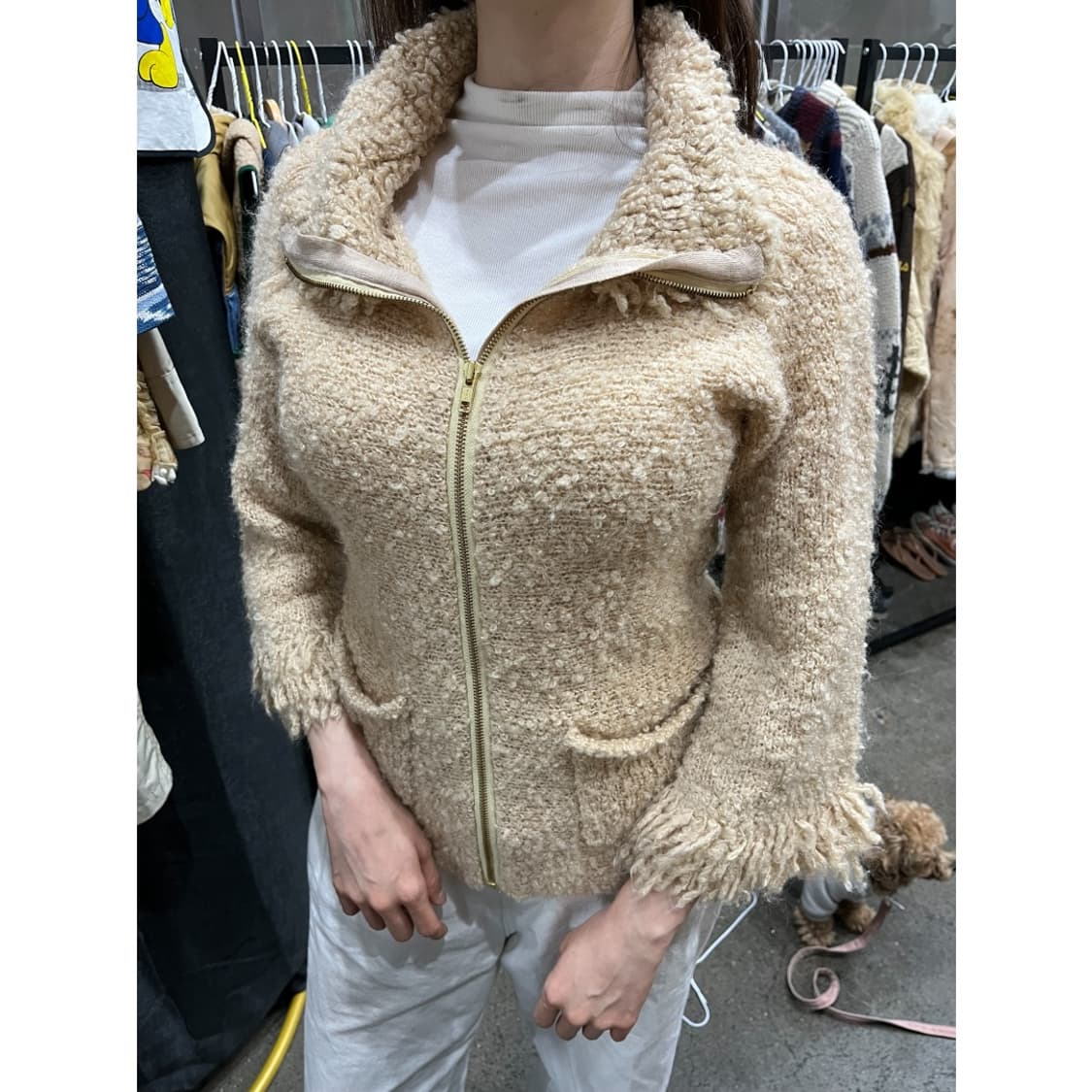 LATENDA 울 푸들 니트집업 우먼즈 상품이미지2