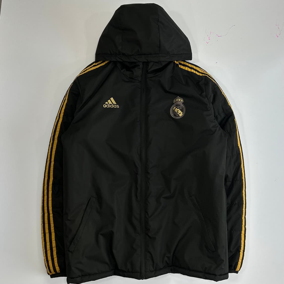 Adidas 아디다스 옐로우 트랙 삼각로고 블랙 패딩 돕바 상품이미지3