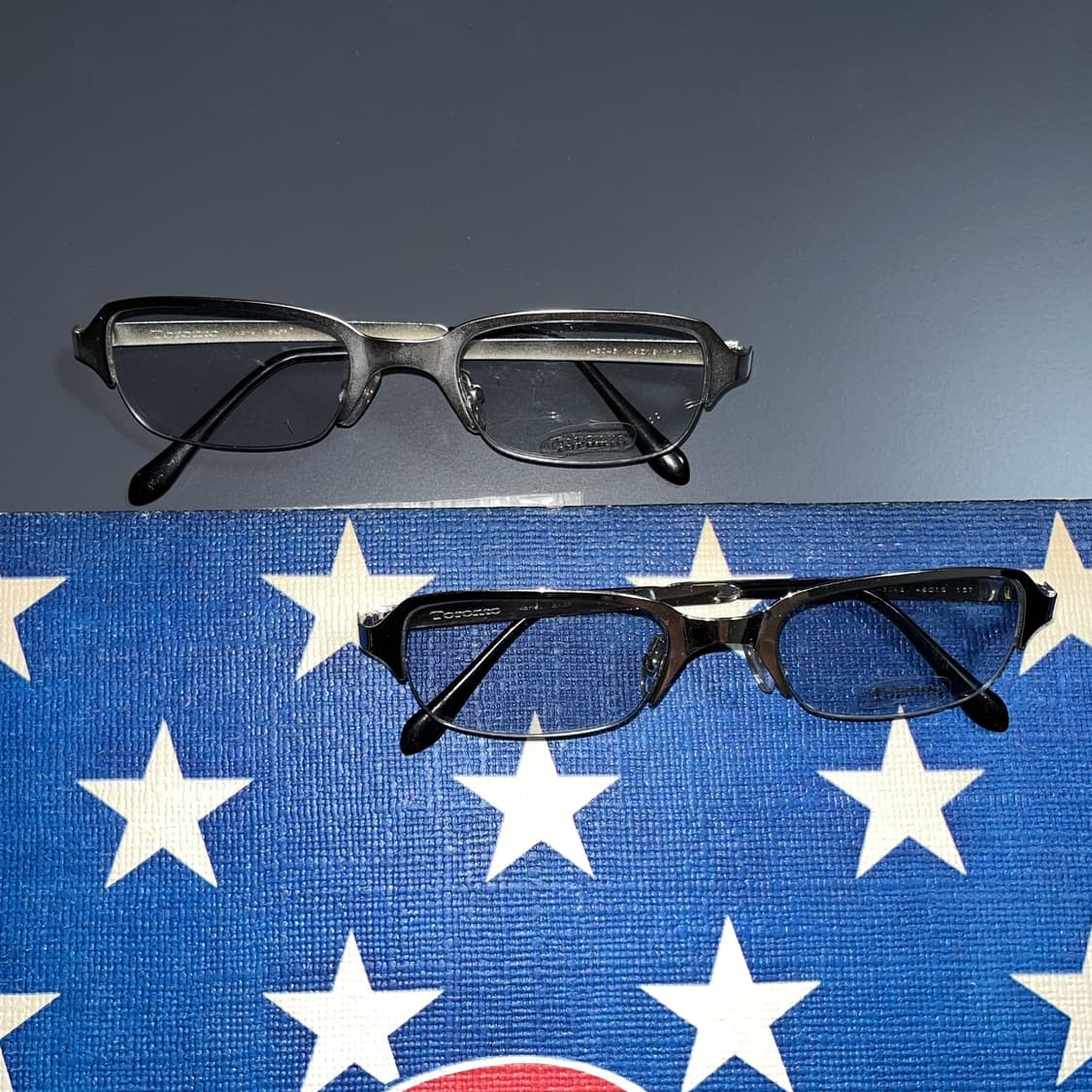 빈티지 실버 무광 반무테 안경 상품이미지1