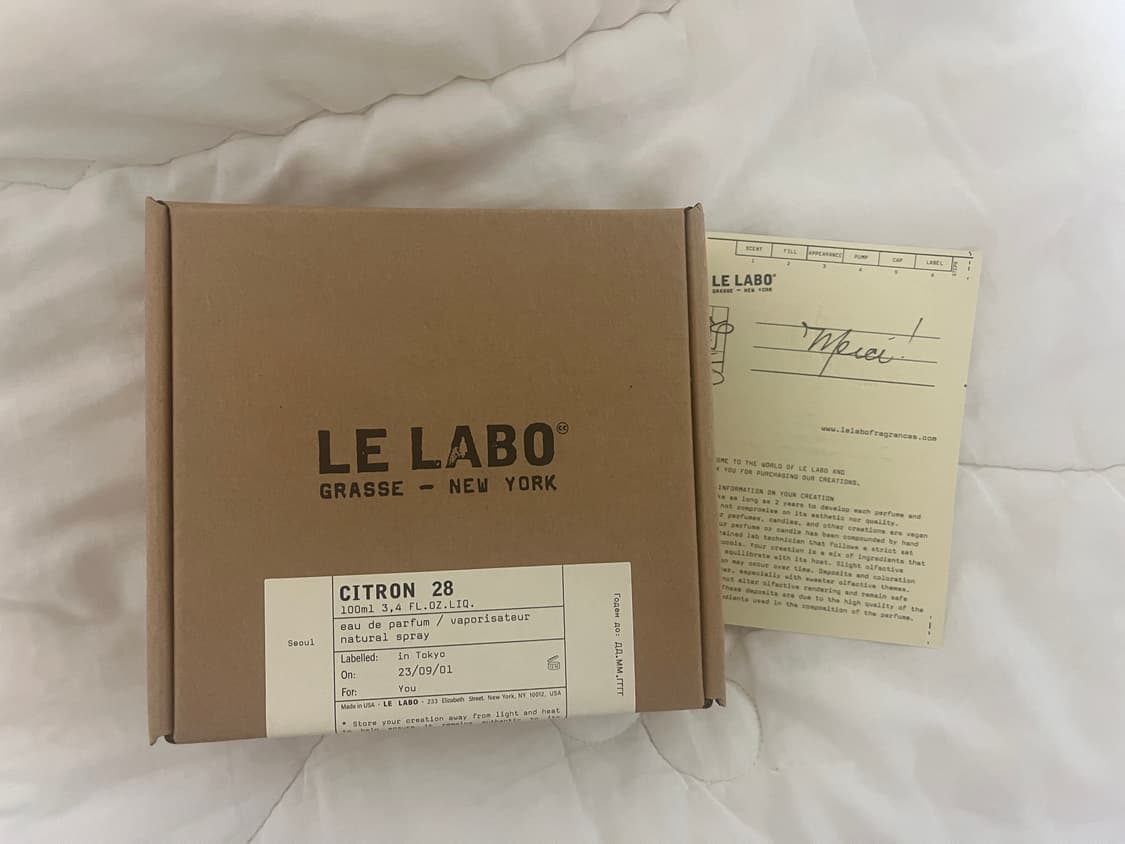 새상품 정가44 르라보 시트롱28 100ml (블랙핑크 로제 향수) 상품이미지1