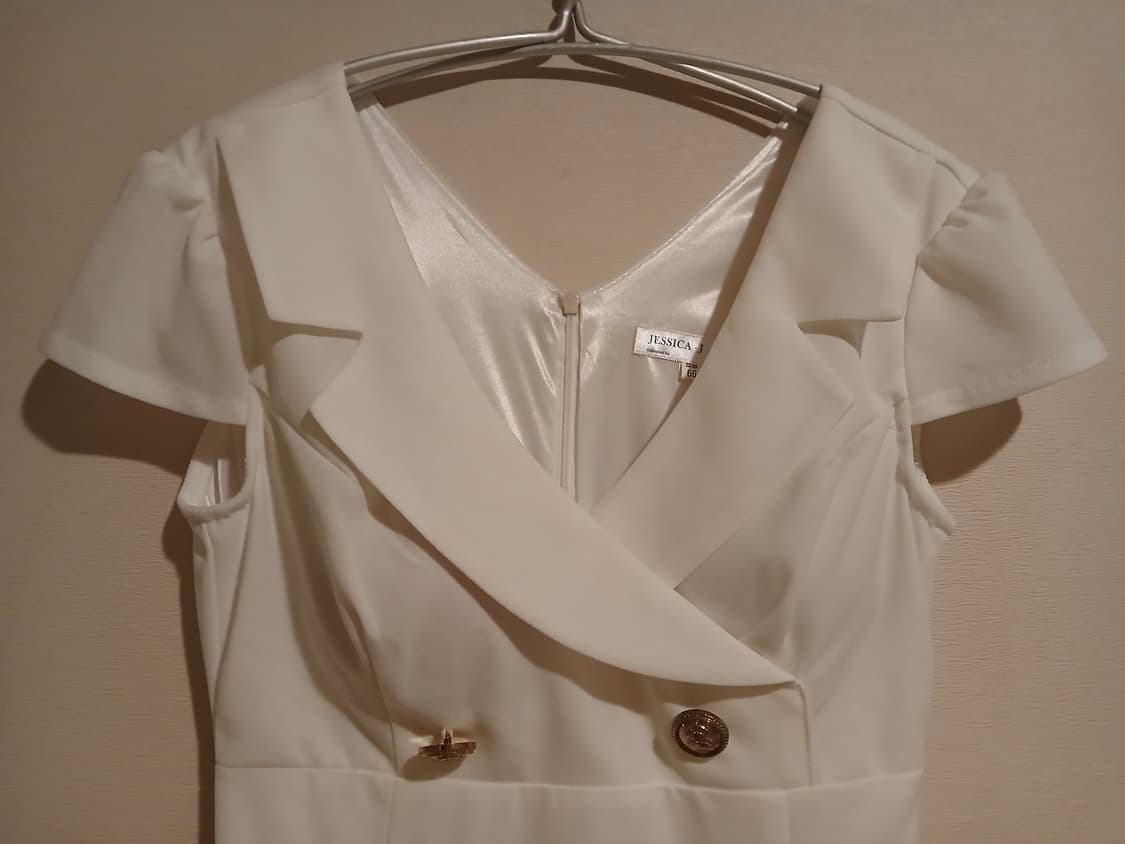 새상품 나롱쥐 화이트 프릴 더블 버튼 미니 원피스 드레스 섹시 홀복 하객 상품이미지2