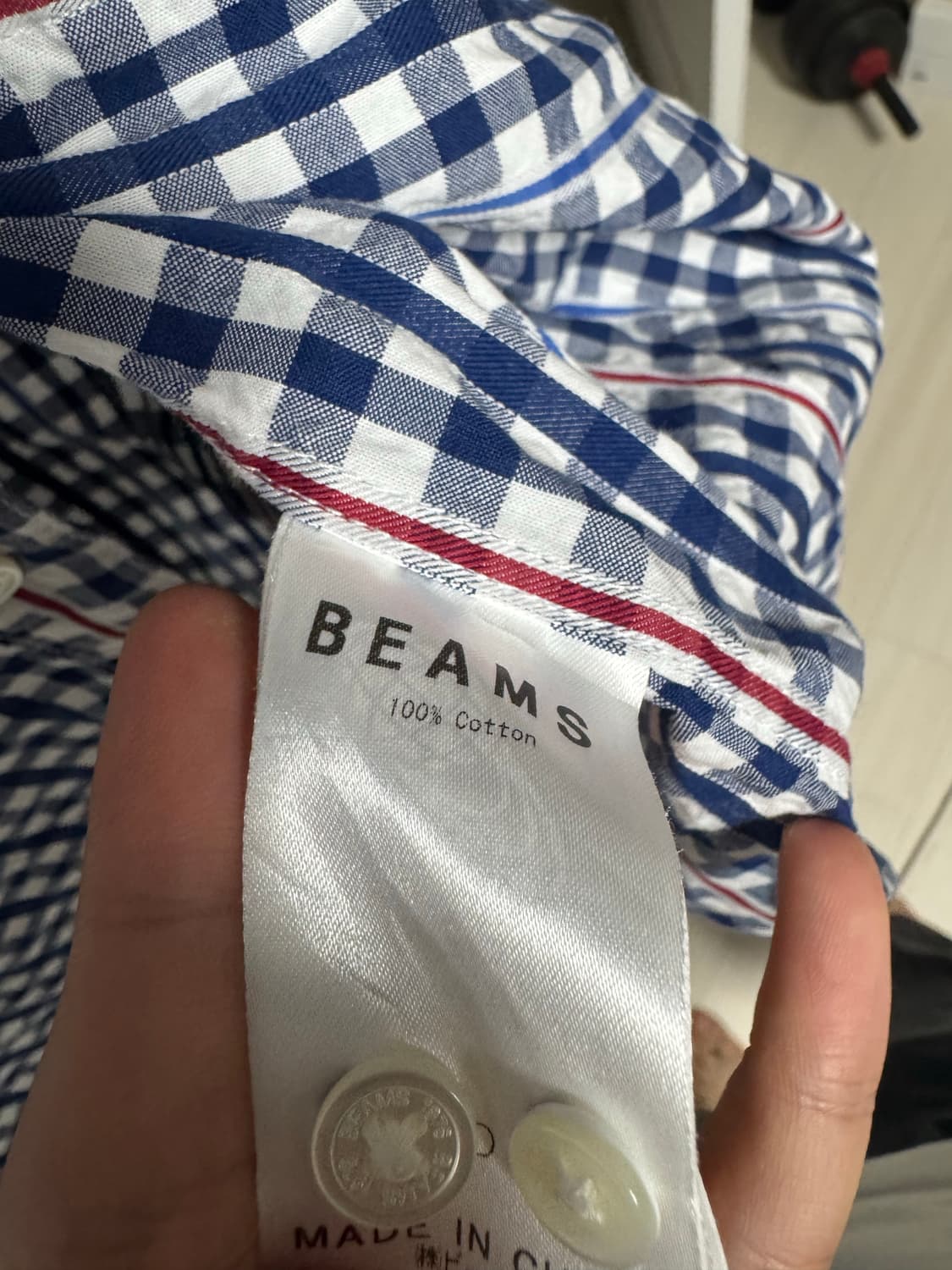 빔즈 BEAMS 블루 체크 셔츠 상품이미지3