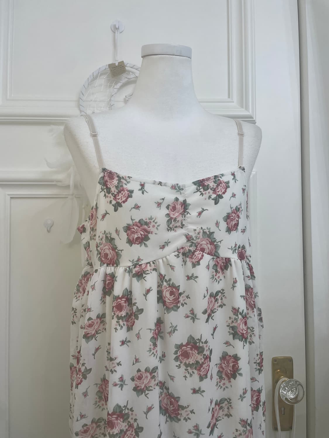 white rose print summer long opc(size-M) 상품이미지5