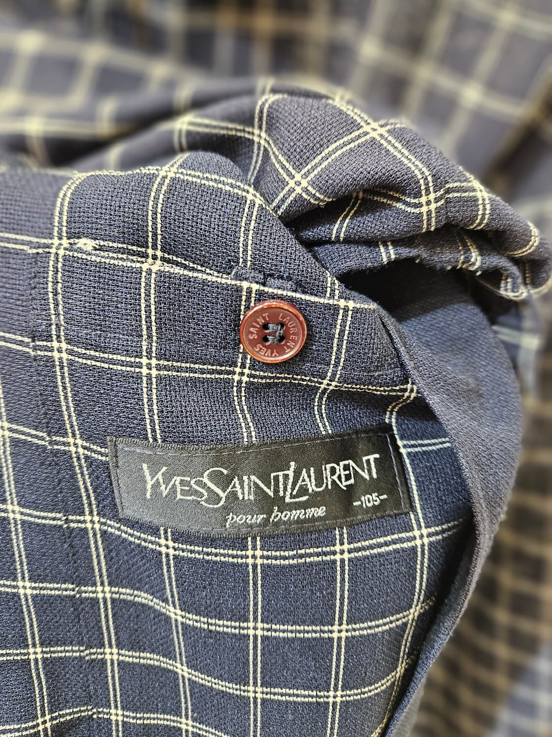 입생로랑 체크 패턴 블루종 자켓 상품이미지6