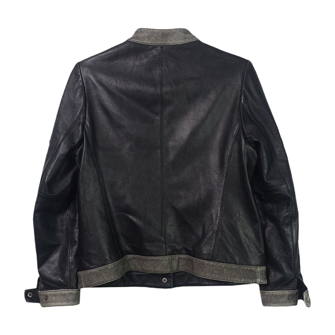 HANYANGFUR 배색 스탠칼라 램스킨 가죽자켓 상품이미지2