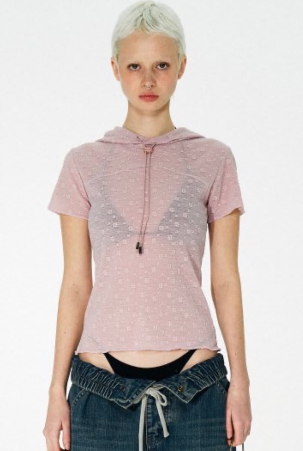 스컬프터 크링클 플라워 후디 핑크 상품이미지1