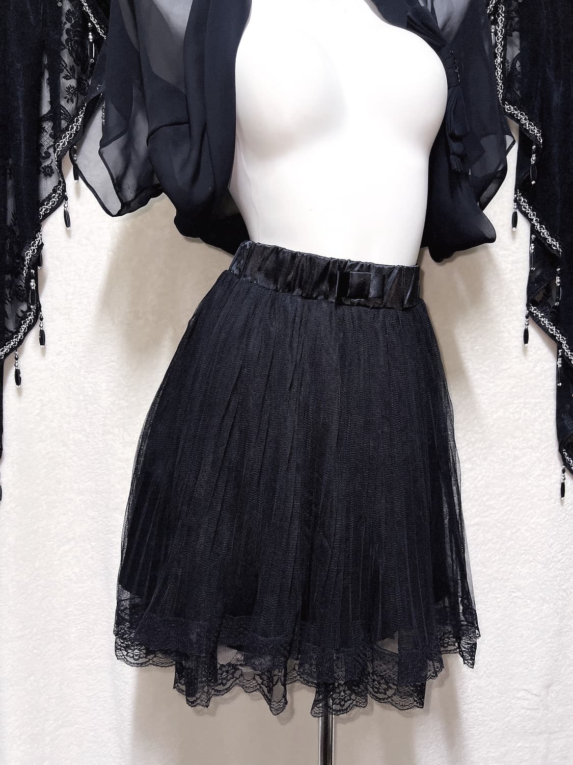 로맨틱고딕 고스로리 펑크 블랙 레이스 언발 샤스커트 튜튜 공겜 핀터페어리 상품이미지4