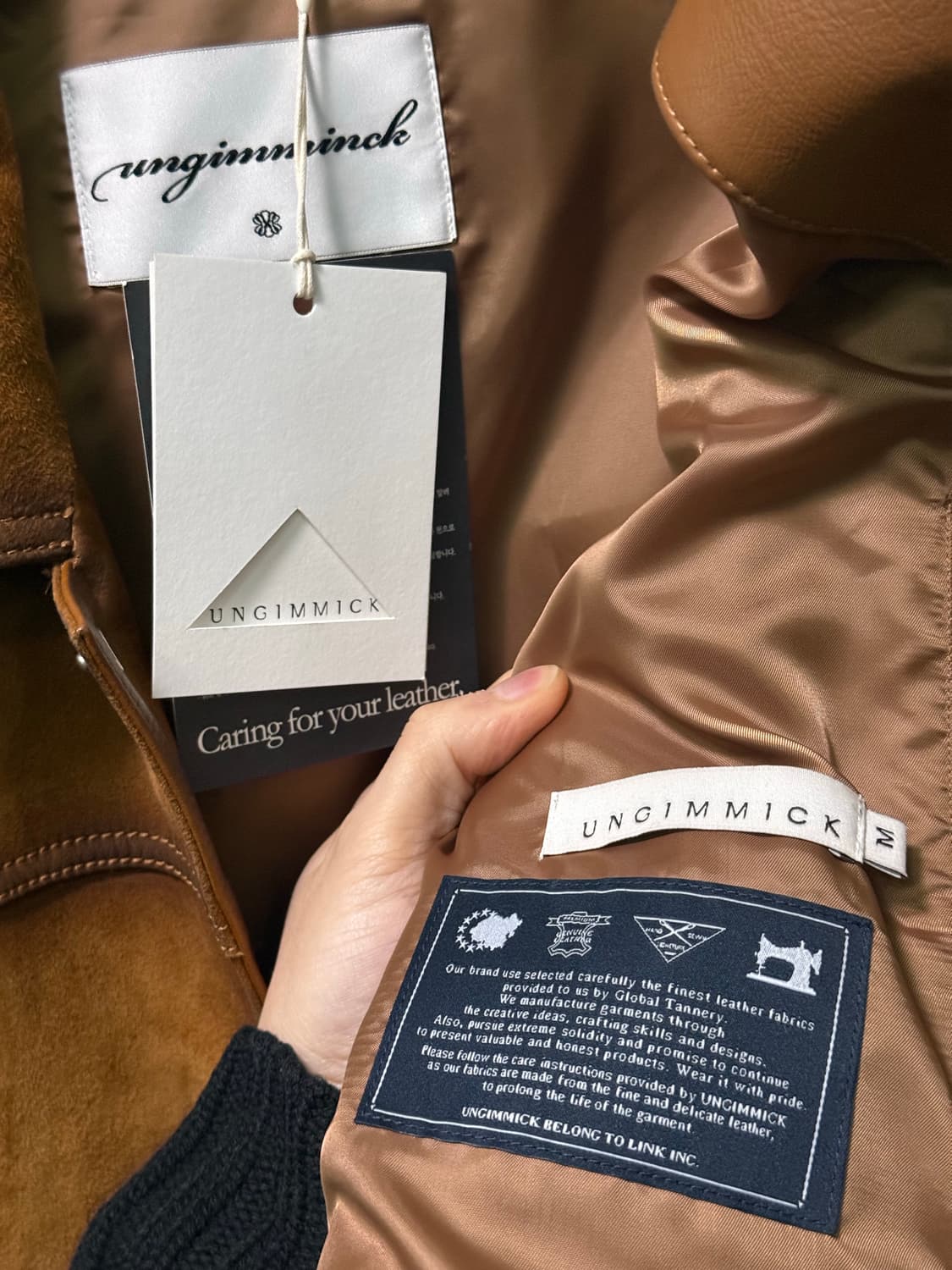 언지미크 웨스턴 트러커 오일 브러쉬 고트 스킨 염소 가죽 레더 카멜 포켓 상품이미지9