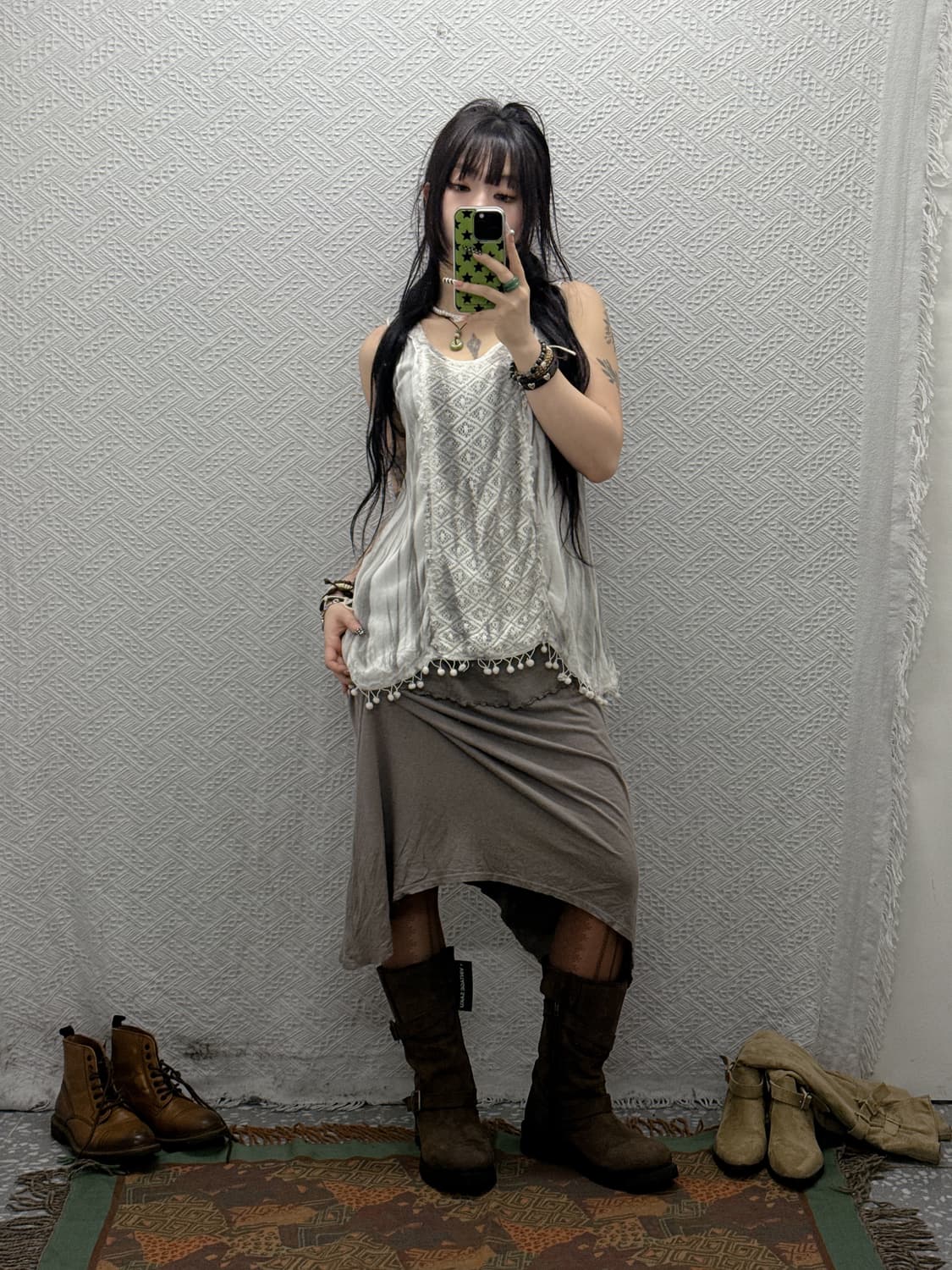 빈티지 페어리 레이스 란제리코어 구슬 나시 슬리브리스 K0003 상품이미지1