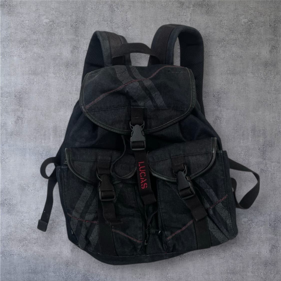 루카스 Lucas 흑청 데님 Y2K 멀티포켓 백팩  상품이미지1