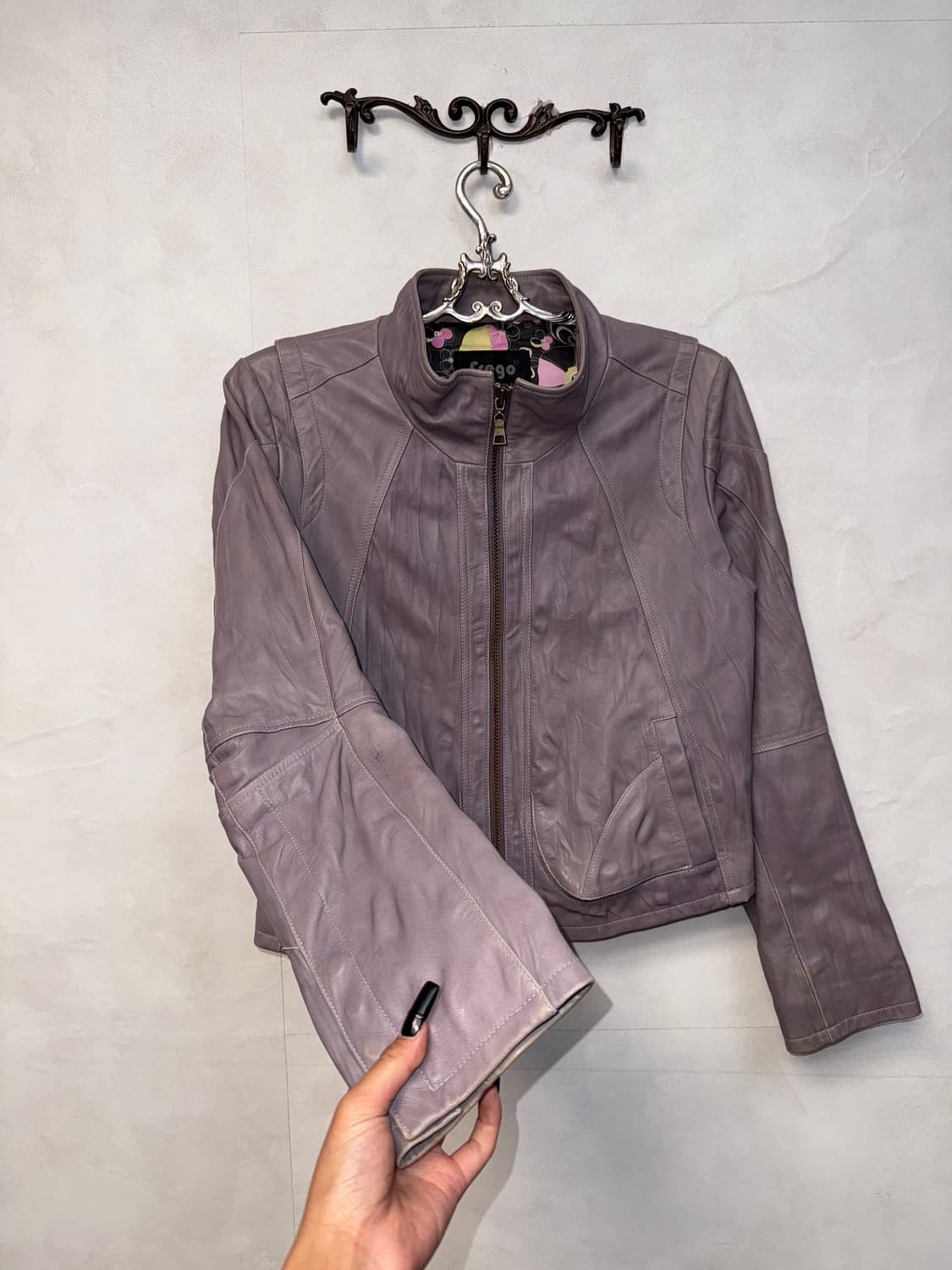 Lavender lamb skin zipup jacket  상품이미지2