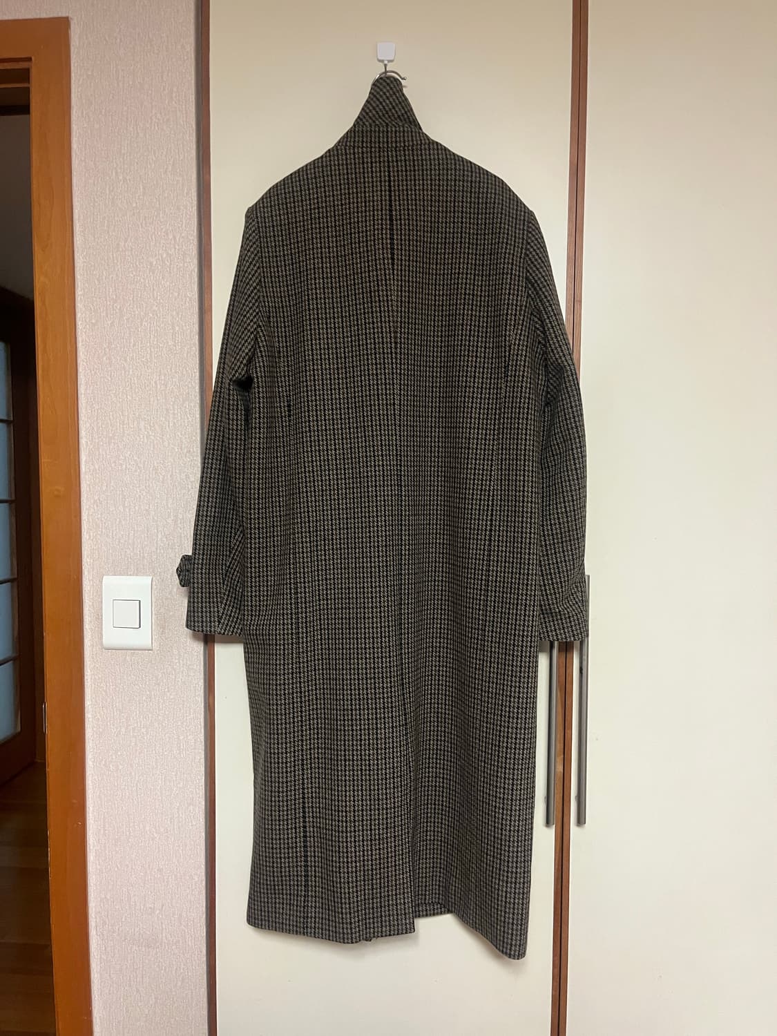 산드로 깅엄체크 롱 코트 상품이미지3