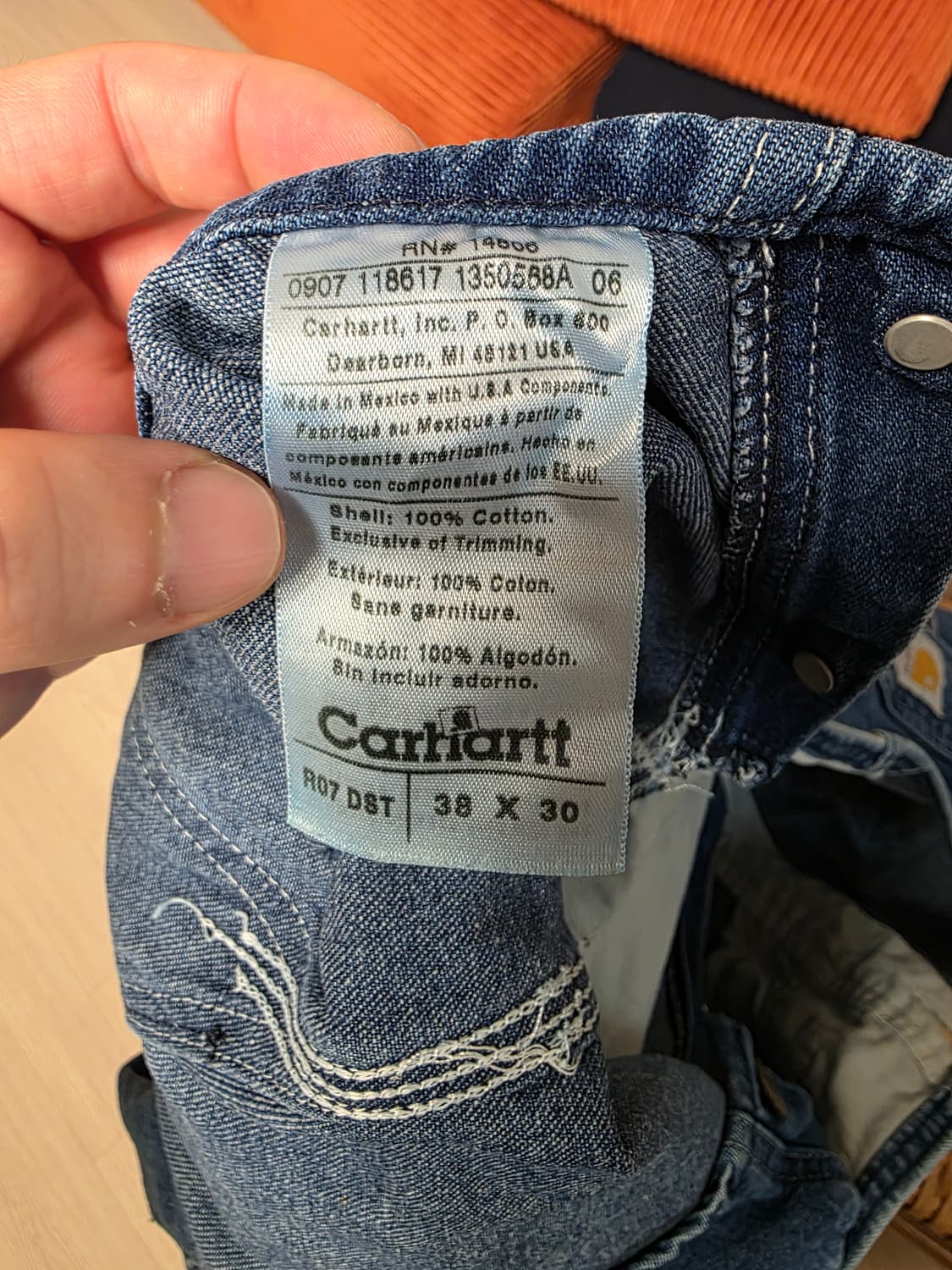 칼하트 빈티지 데님 오버롤 작업복 중청 멜빵 점프수트 38x30 상품이미지3