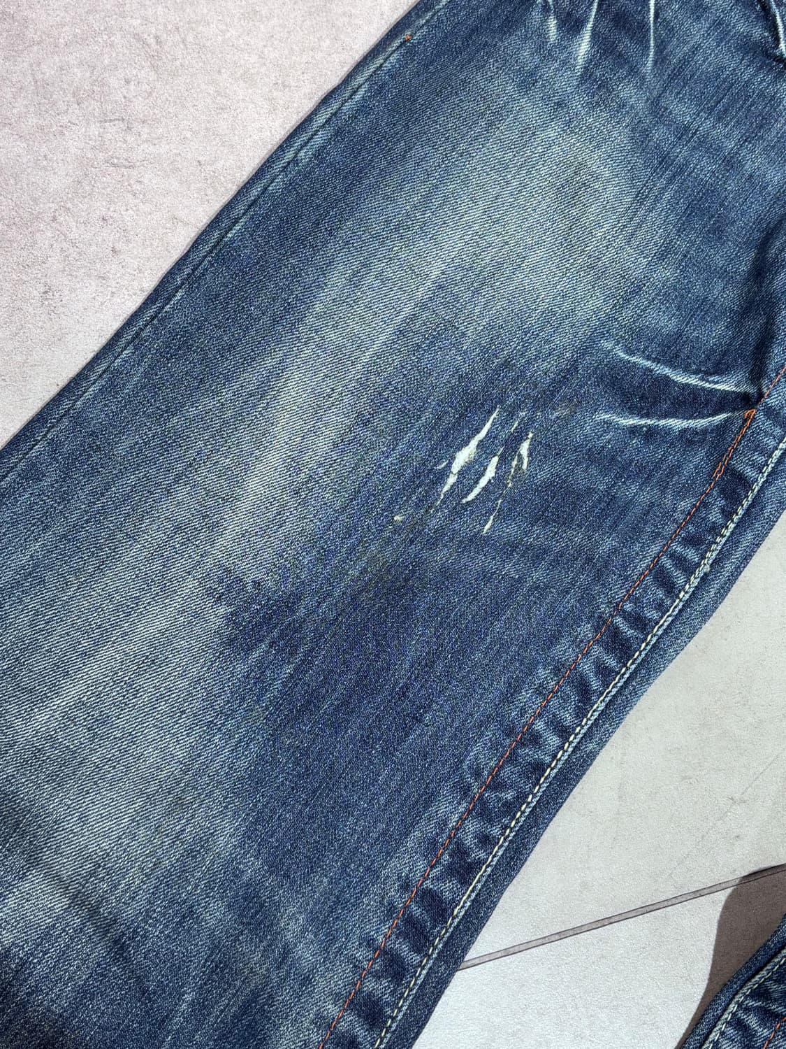 Fetish Jeans 빈티지 스티치 워싱 투버튼 와이드 데님 팬츠 바지 상품이미지5