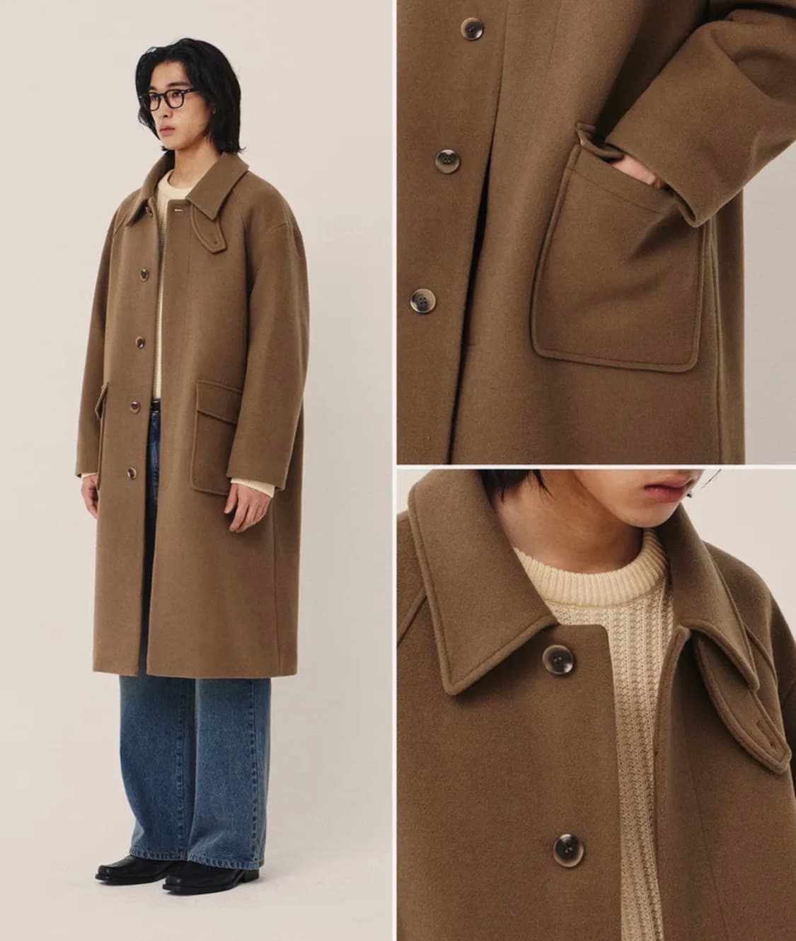 키뮤어 세미오버 발마칸 코트 M 브라운 상품이미지5