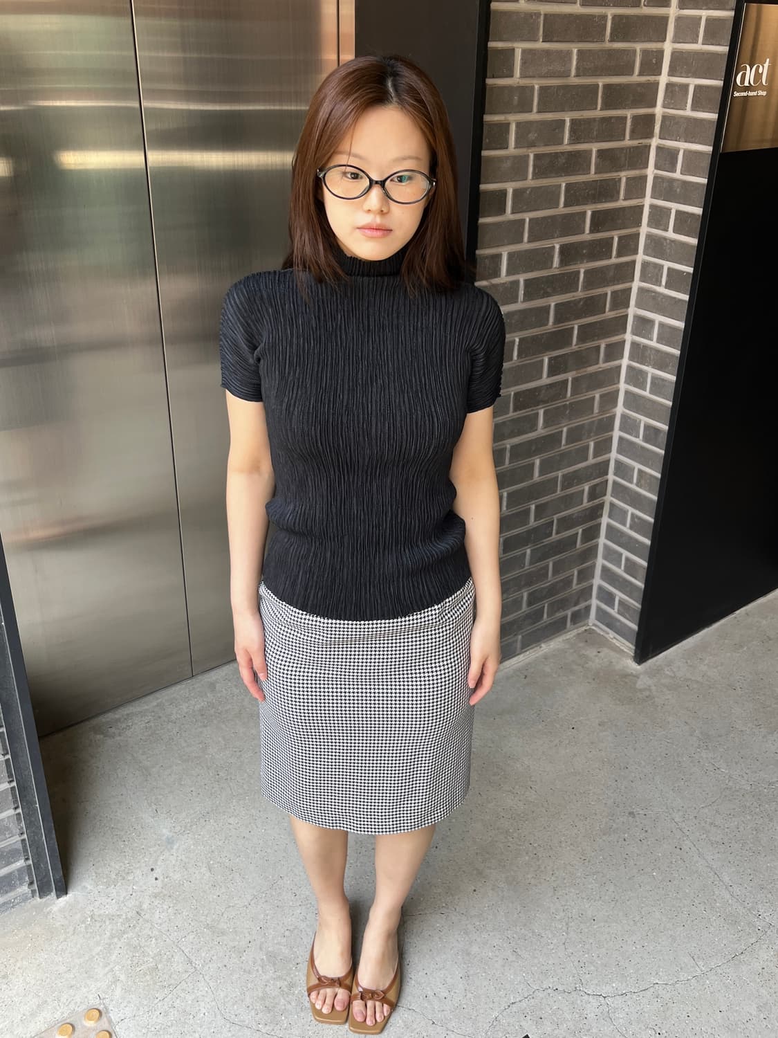 Hiroko Bis 히로코비스 플리츠 탑 블랙 상품이미지4