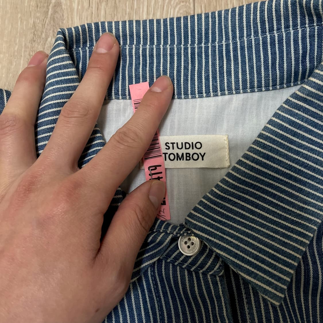 스튜디오 톰보이 여성 오버사이즈 스트라이프 반팔셔츠 FREE  상품이미지4