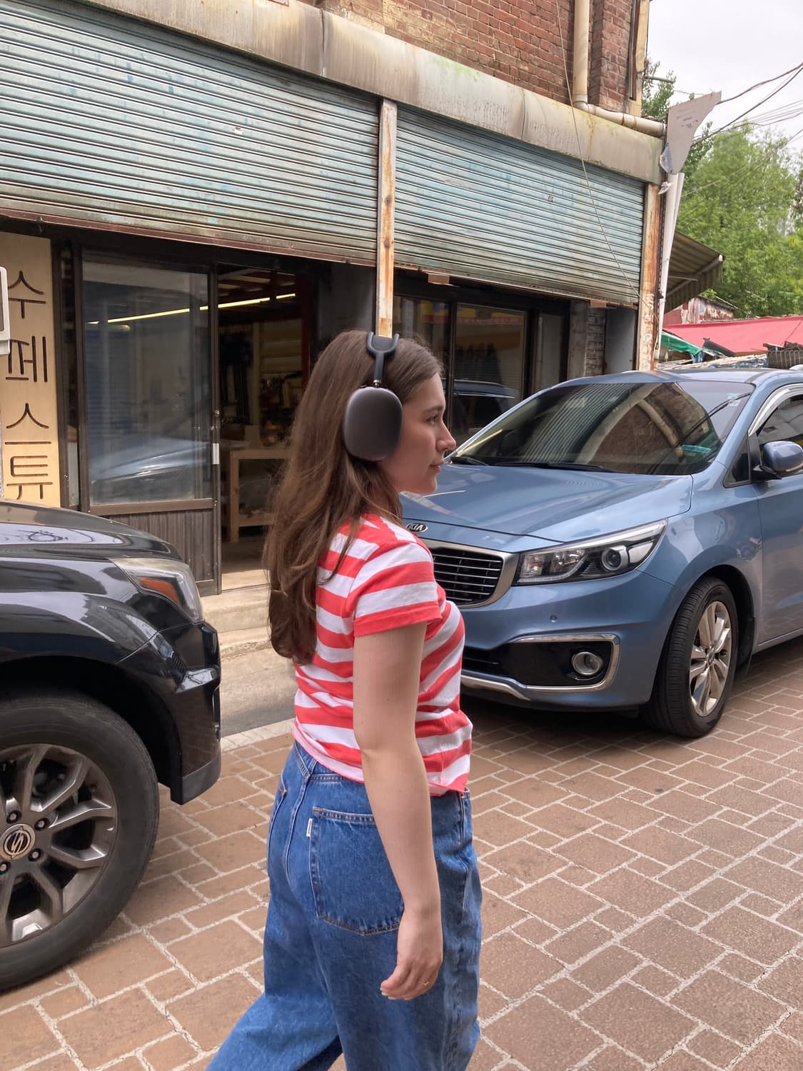 Polo 브이넥 핑크 스트라이프 네이비 포니 티 상품이미지6