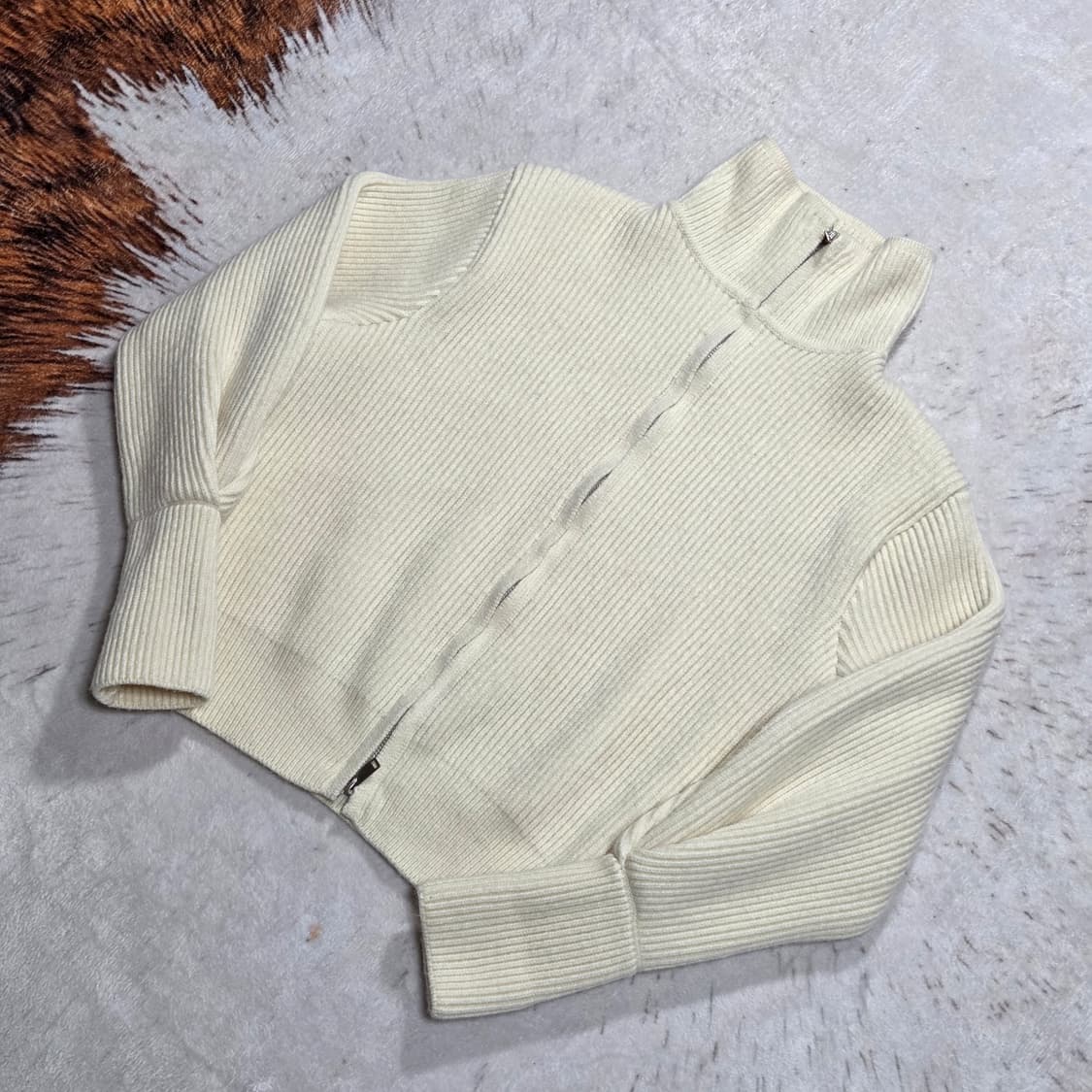 빈티지 아이보리 투웨이 니트 집업 상품이미지1