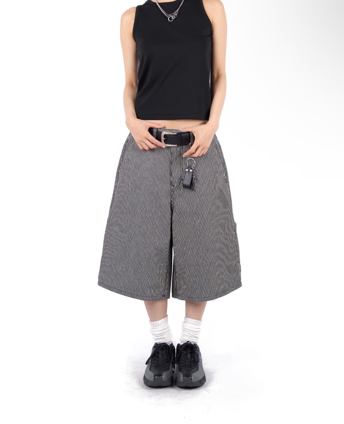 릿킴 STRIPE CARPENTER SHORTS, BLACK S 상품이미지2