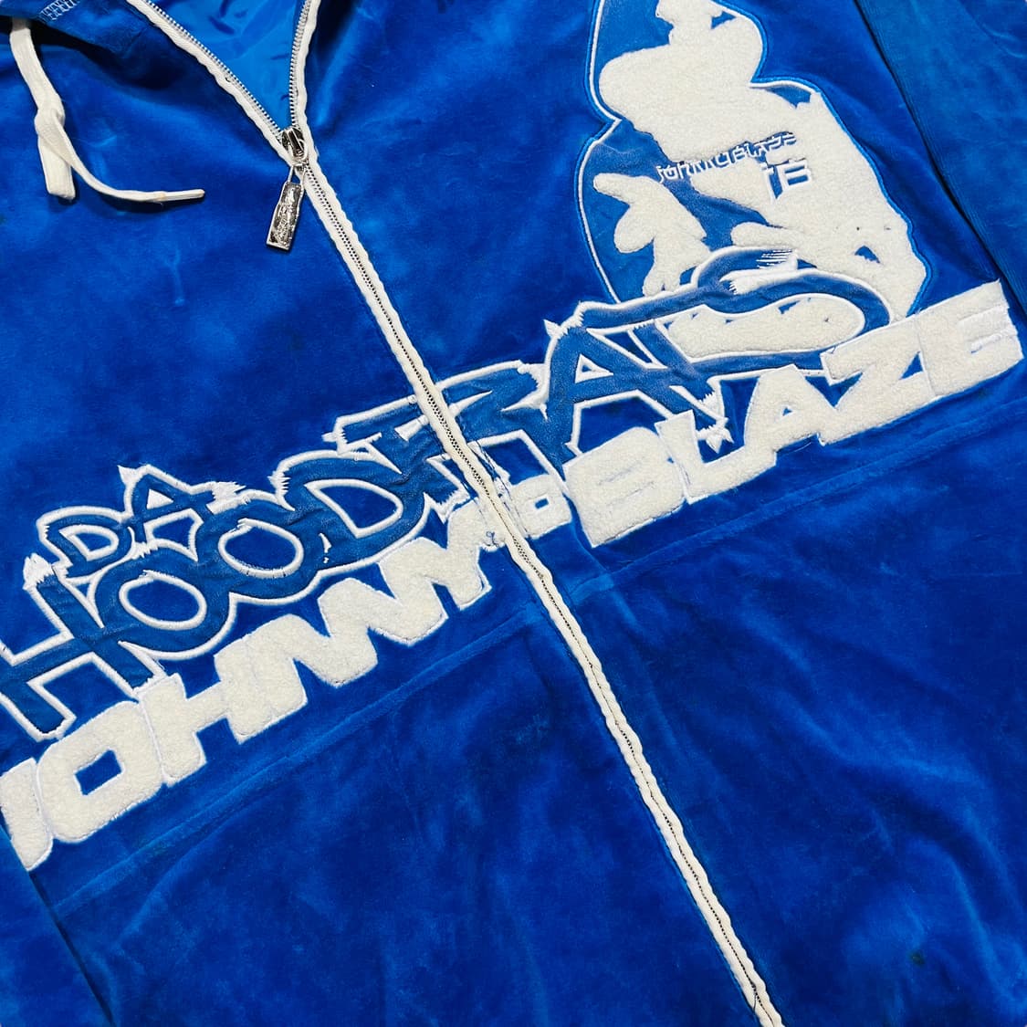 조니 블레이즈 스트리트 블루 벨루어 올드스쿨 힙합 후디 집업 상품이미지6