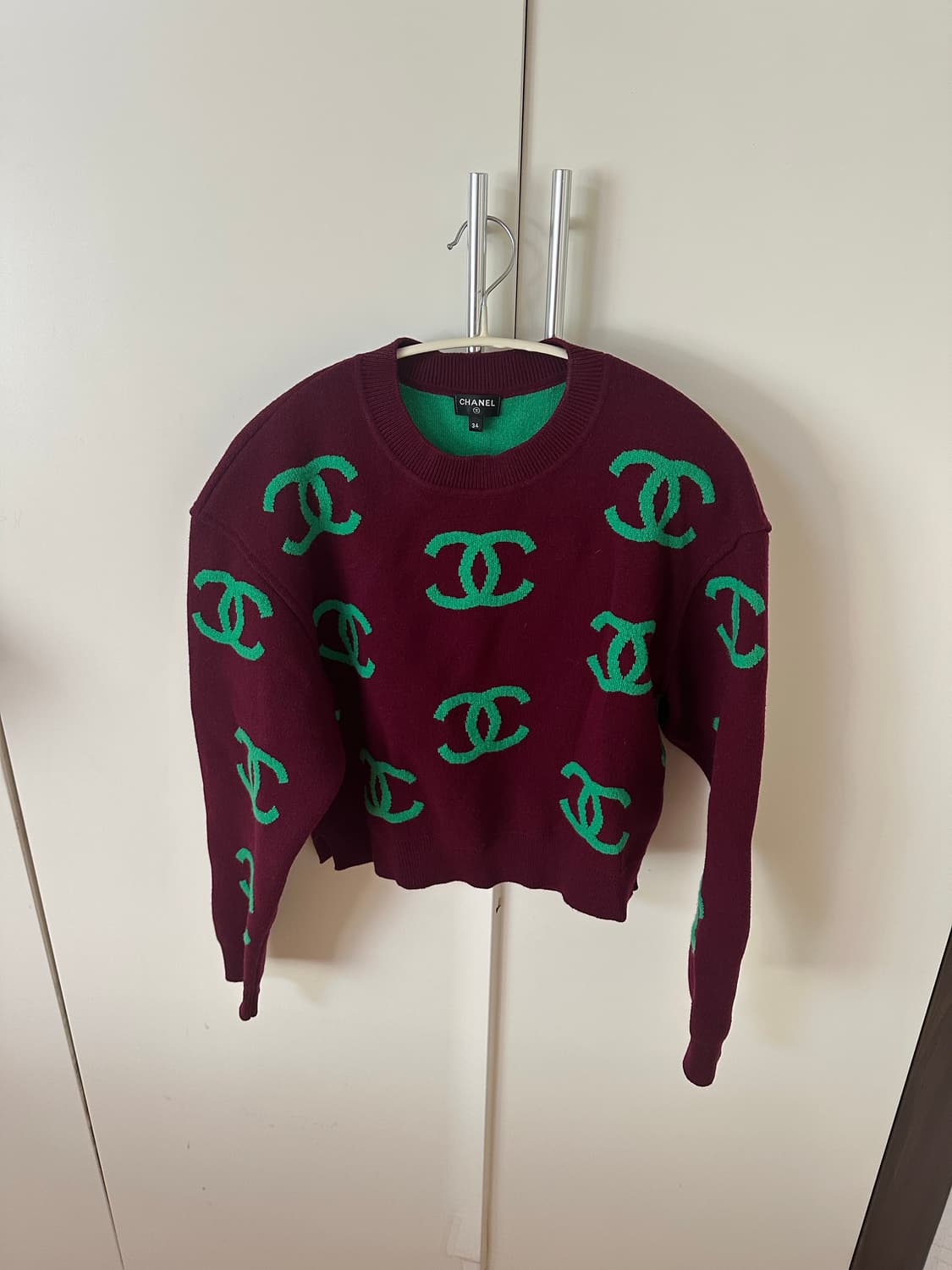 샤넬 풀오버 니트 버건디 그린 34 상품이미지3