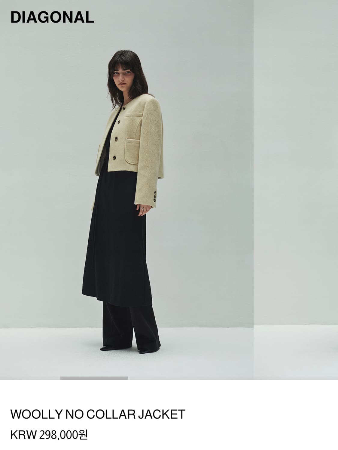 다이애그널 울 노카라 자켓 상품이미지2