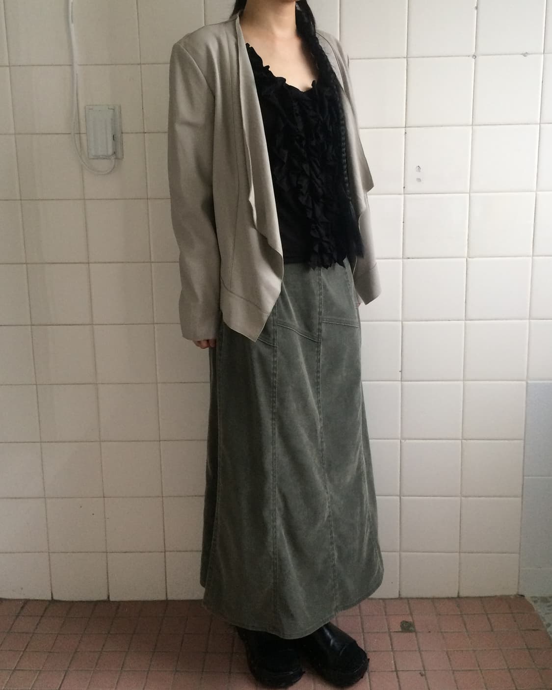 Drape point leather open jacket 상품이미지9