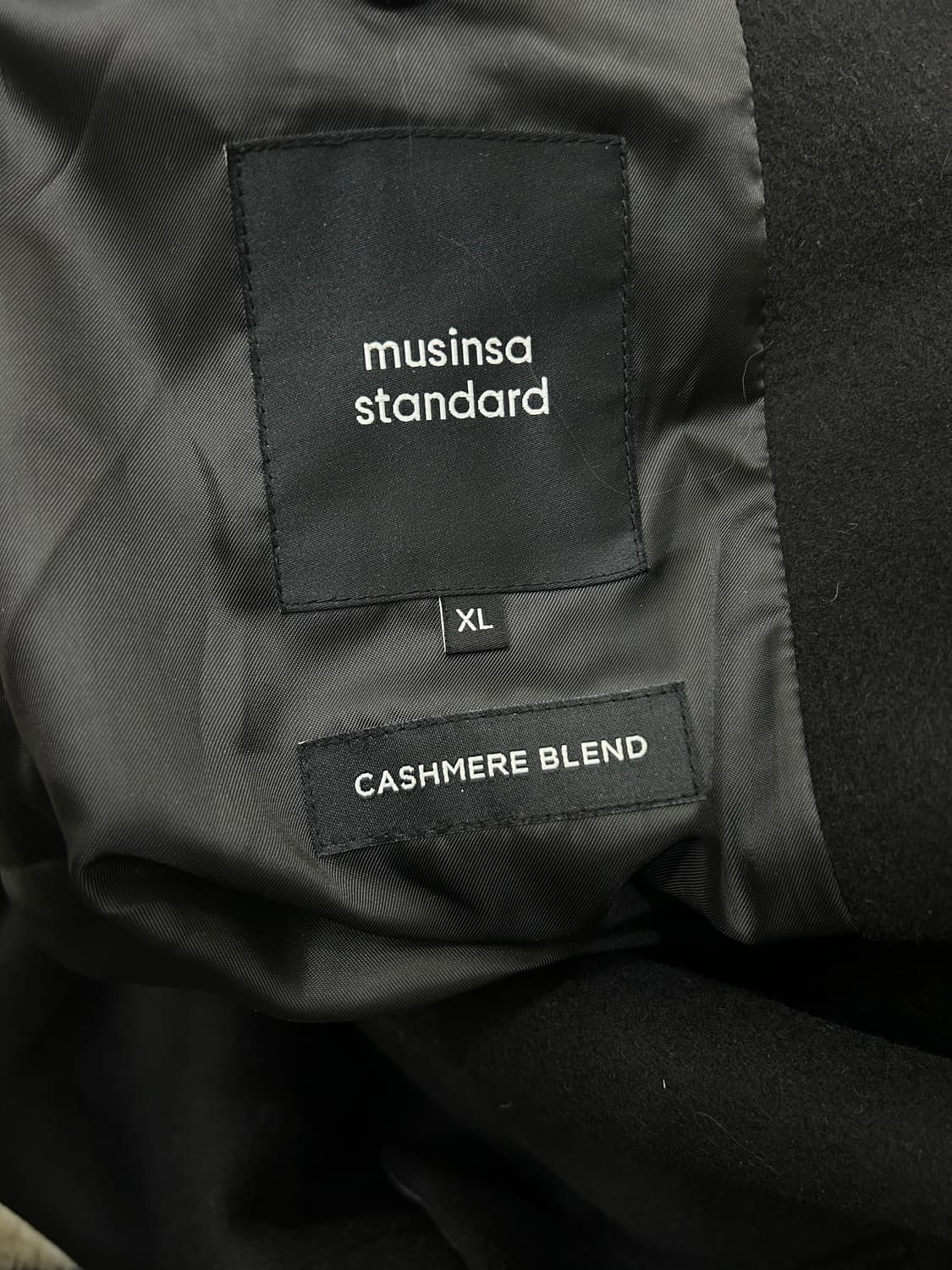 [XL]무신사스탠다드 캐시미어 블렌드 대디 숄더 롱코트/블랙 상품이미지5