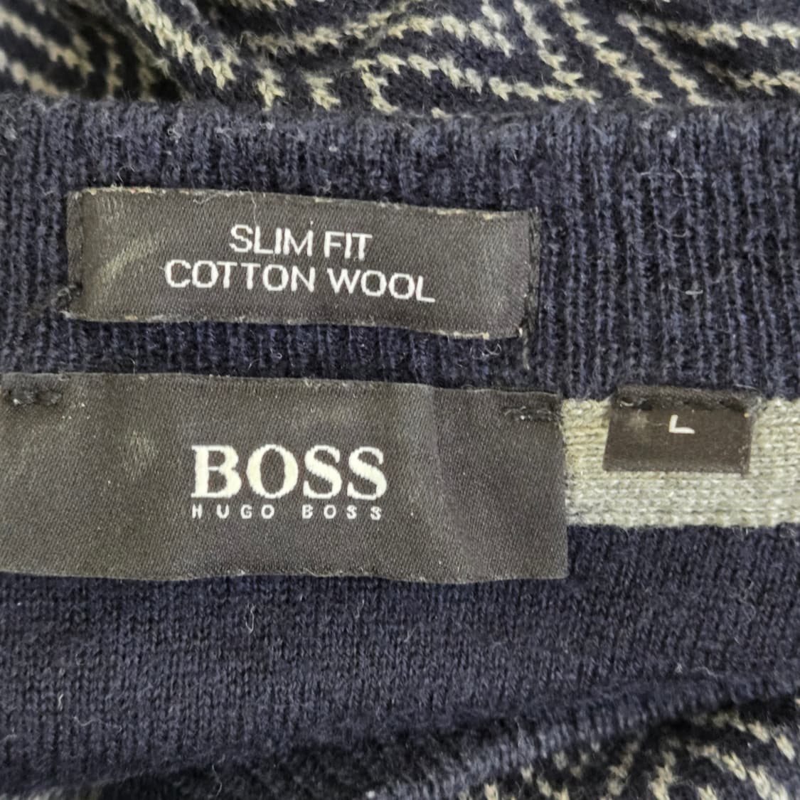 HUGO BOSS 헤링본 코튼 울 니트 L 상품이미지4