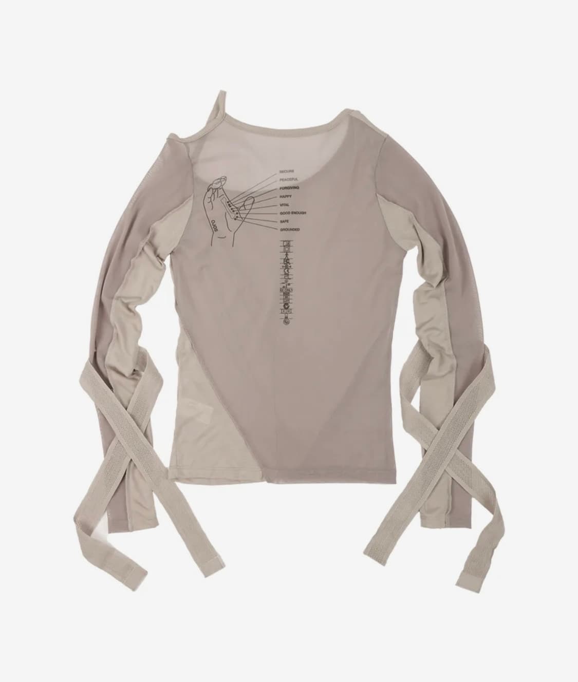 오호스 bandage mesh 밴디지 메쉬 티셔츠 브라운 상품이미지1