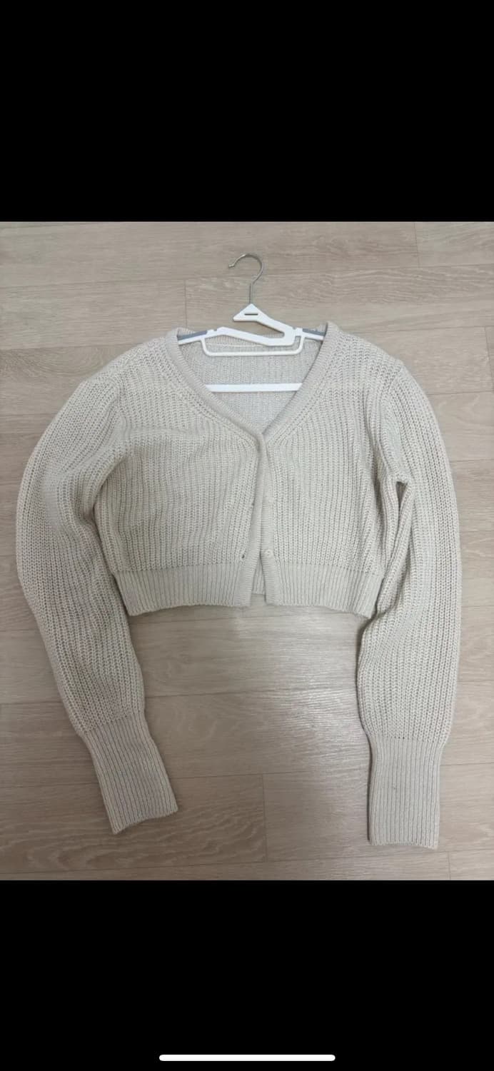 베이지 니트 크롭 가디건 상품이미지1