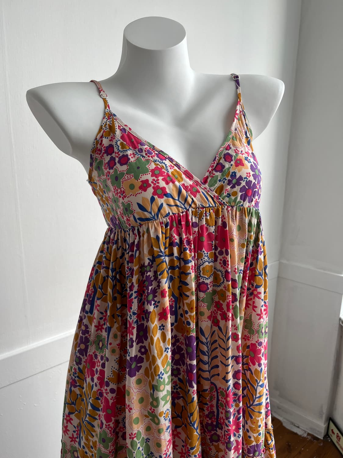 플라워 패턴 끈 나시 롱 원피스 상품이미지2