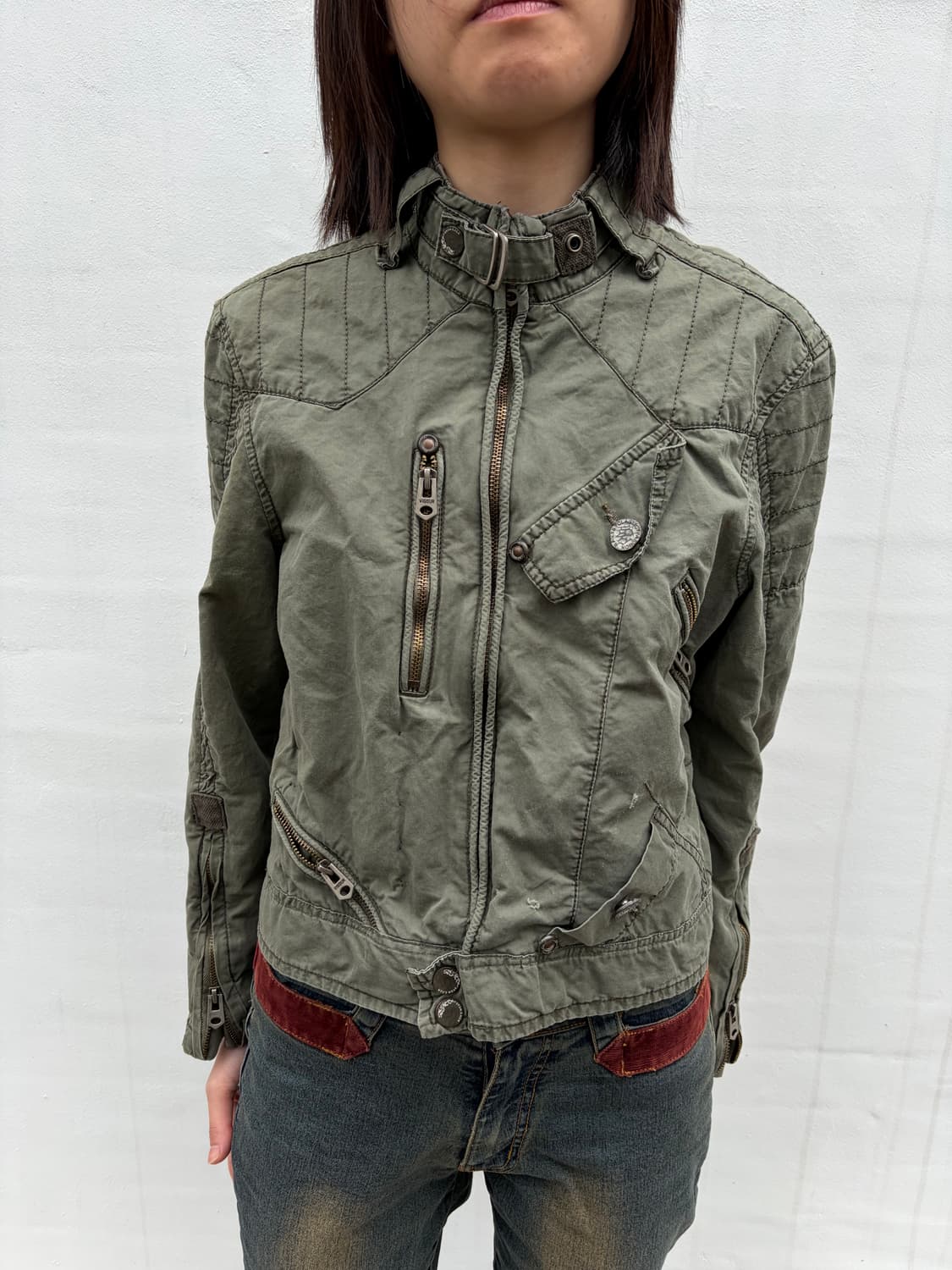 Vigour 카키 밀리터리 집업 자켓 상품이미지1