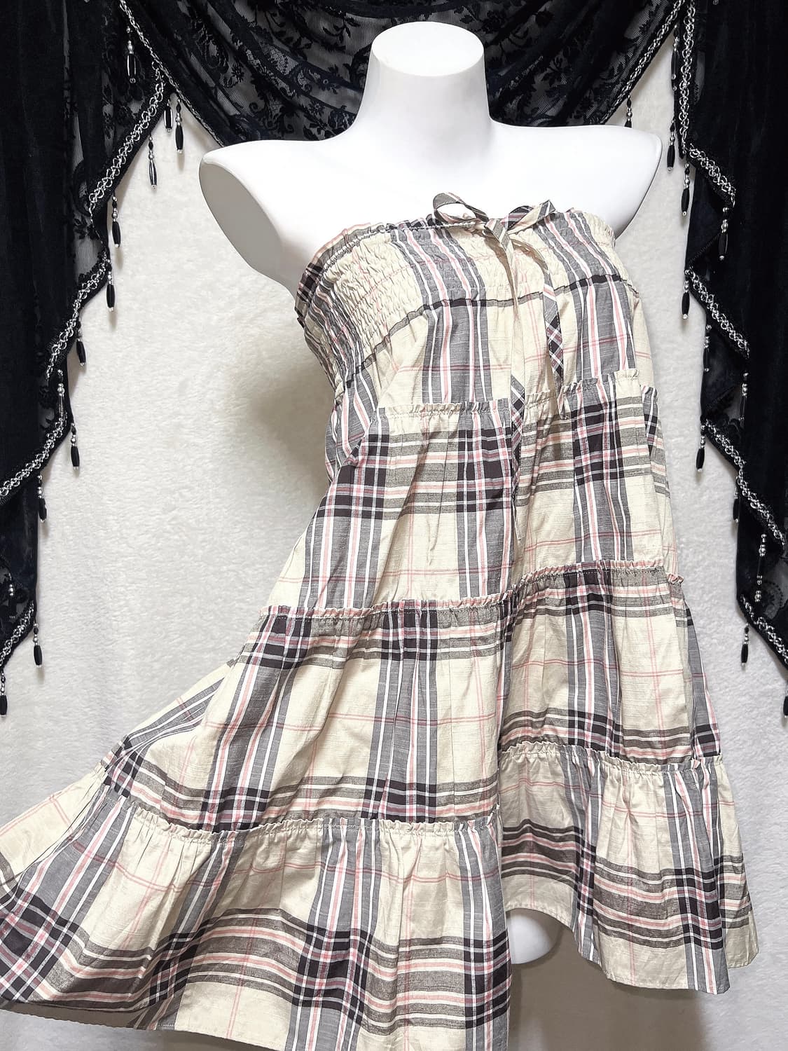 버버리 블루라벨 노바체크 나시 원피스 캉캉 롱스커트 라떼갸루 핀터 너드 상품이미지4