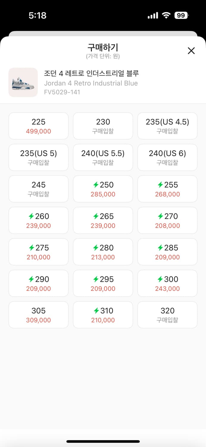 나이키 조던4 인더스트리얼 블루 상품이미지2