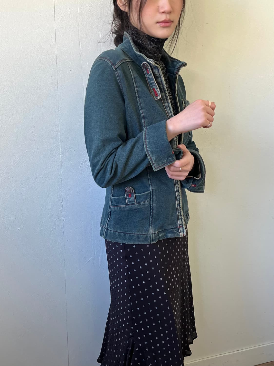 fou foret 스티치 데님 자켓 상품이미지5