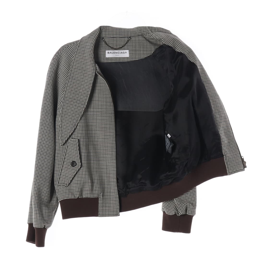 발렌시아가 머플러 타이 울 체크 패턴 봄버 재킷 헤링턴 자켓 상품이미지2