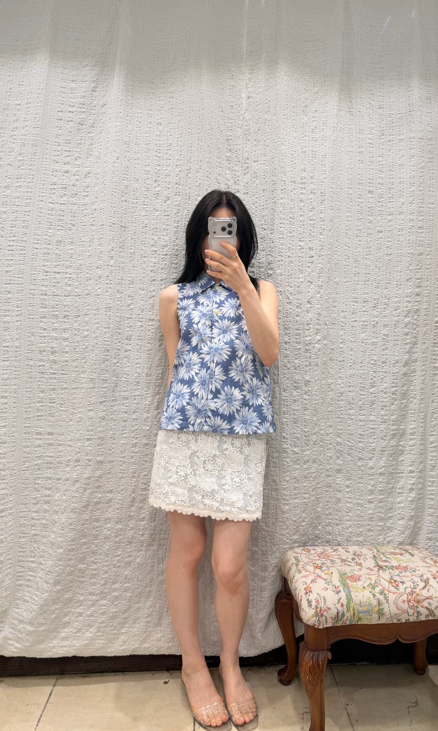 flower sky sleeveless blouse 상품이미지4