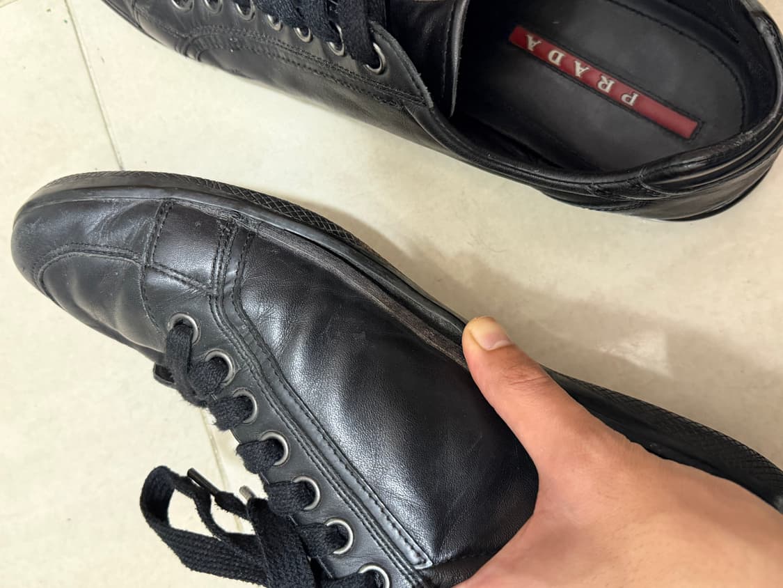 [44] 프라다 스포츠 로고 블랙 레더 스니커즈 상품이미지8
