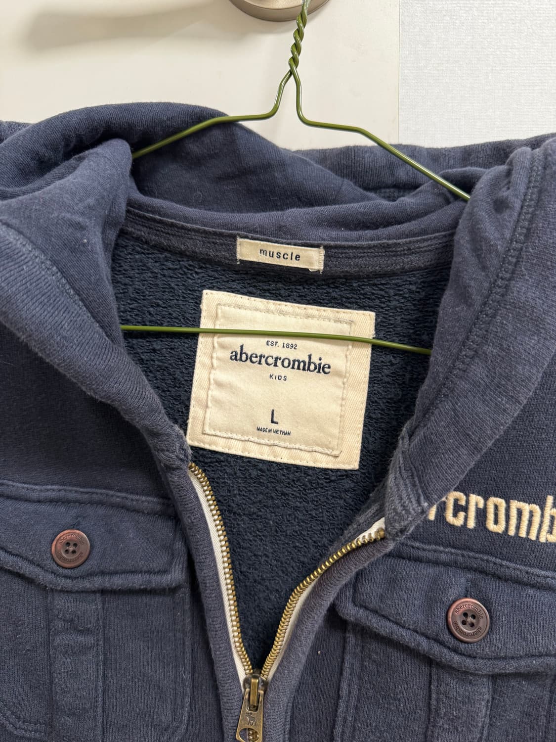 아베크롬비 포켓 네이비 후드집업 상품이미지3