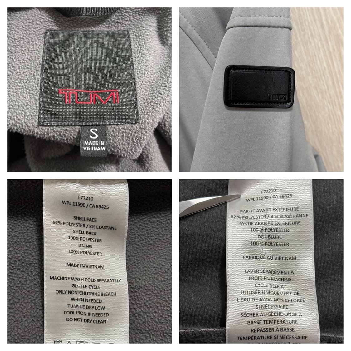 TUMI 투미 기능성 기모안감 집업자켓S95~슬림100/그레이 상품이미지5